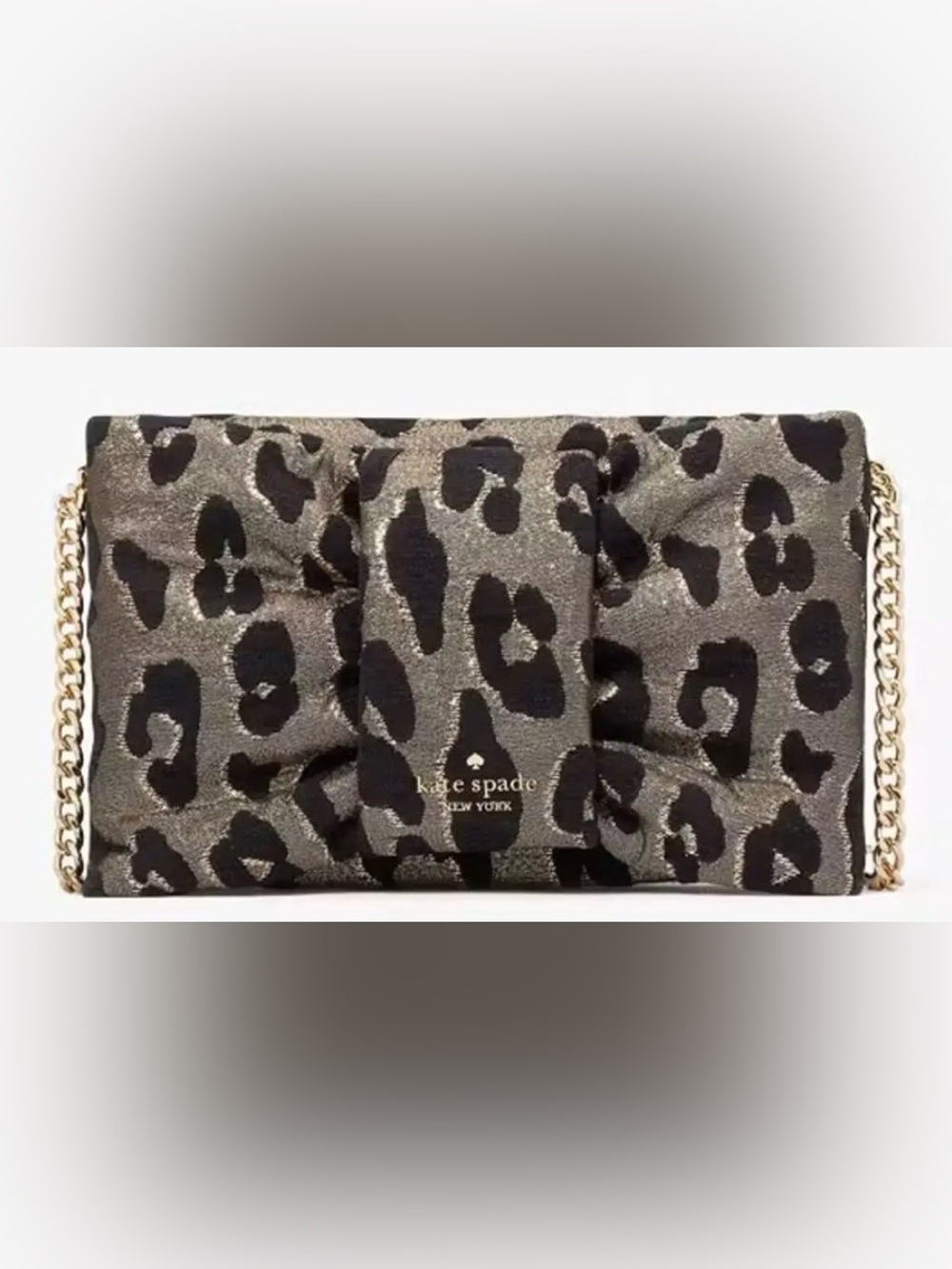 kate spade Leopard Print Metallic Hair Bow - Black & Gold